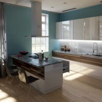 интериорен дизайн на кухня с малък апартамент