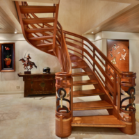 تصميم الدرج في منزل مصنوع من الخشب الصورة