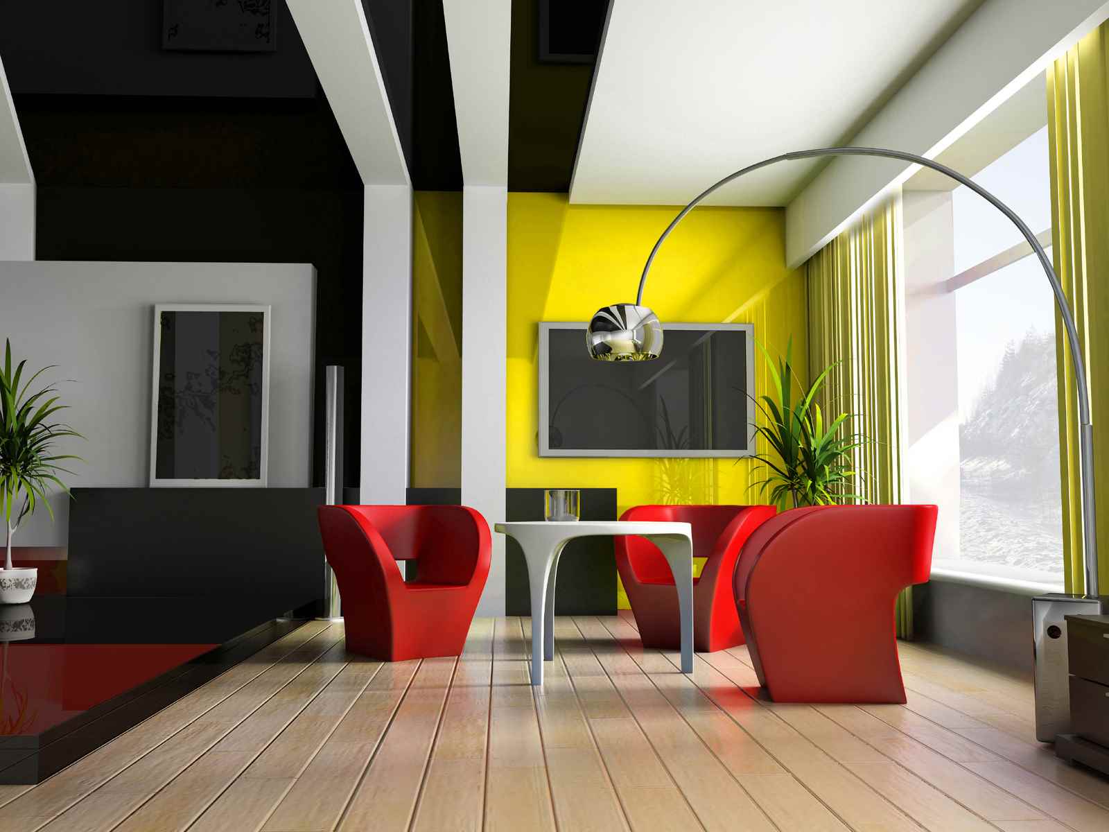 idea menggunakan warna kuning yang luar biasa di bahagian dalam apartmen