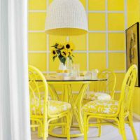опцията за използване на светло жълто в дизайна на снимката на апартамента