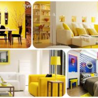toepassing van mooi geel in het decor van de appartementfoto