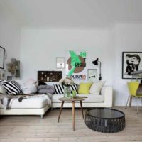 myšlenka krásného návrhu bytu ve skandinávském stylu