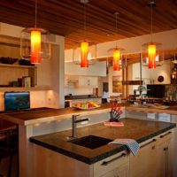 exemplu de stil luminos al bucătăriei într-o fotografie de casă din lemn