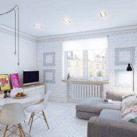 verze světlého designu místnosti ve skandinávském stylu fotografie