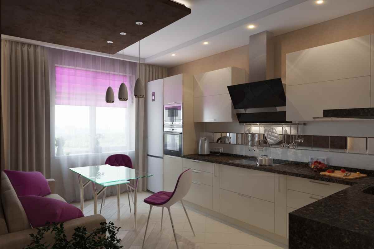 variant van de ongebruikelijke stijl van de keuken 12 m²