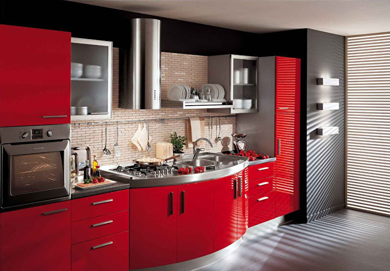 červená moderní kuchyně