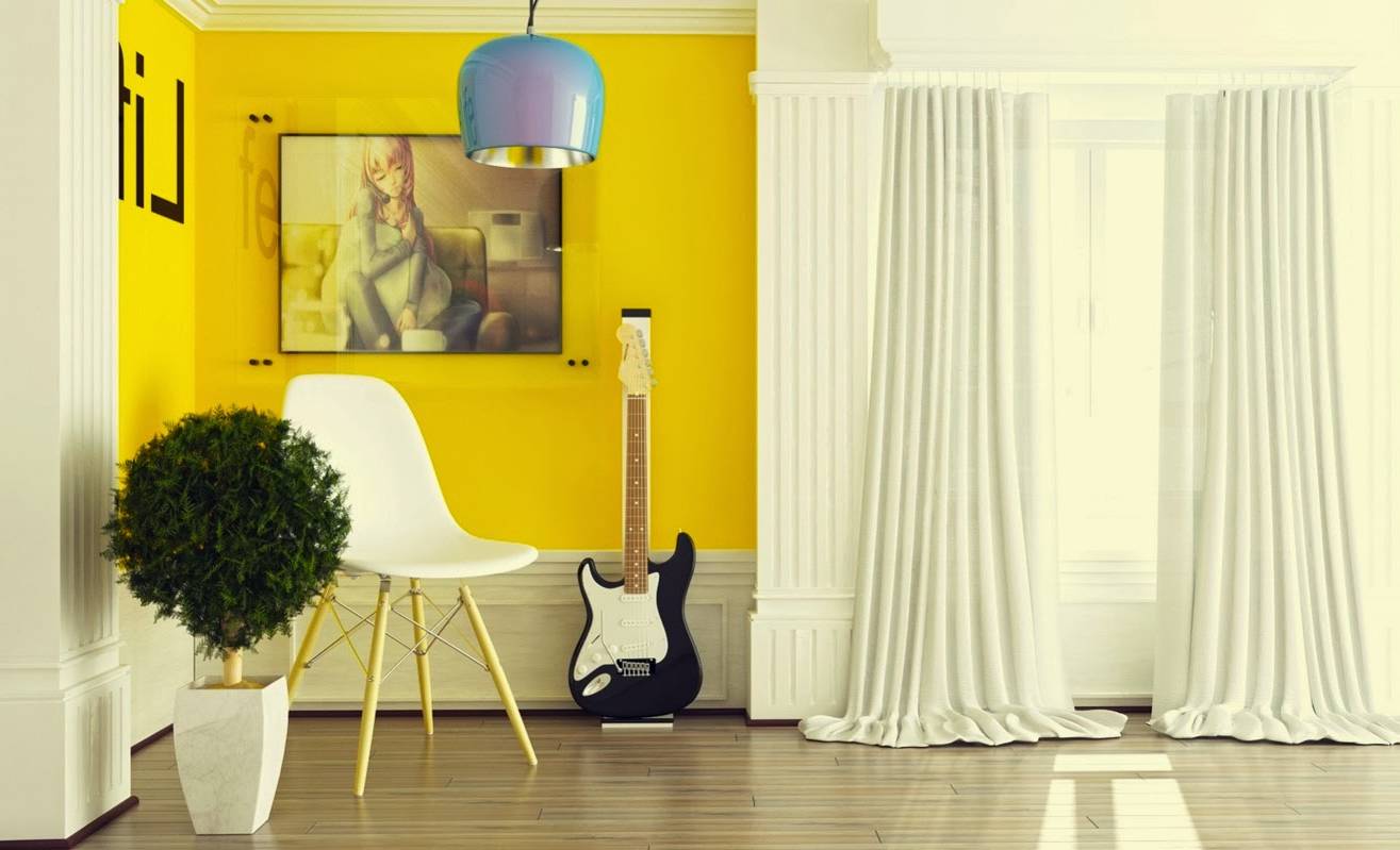 Contohnya menggunakan cahaya kuning dalam hiasan apartmen