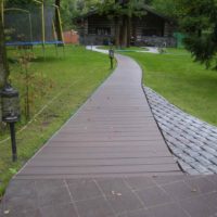 идеята за използване на красиви градински пътеки в дизайна на снимката на двора