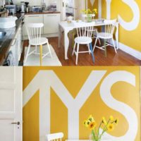 het idee om mooi geel te gebruiken in de inrichting van een appartementfoto