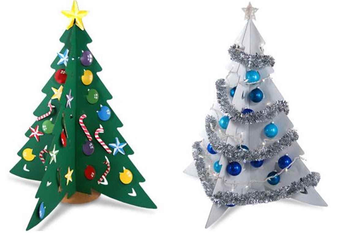 do-it-yourself příklad vytvoření světlé vánoční strom z kartonu