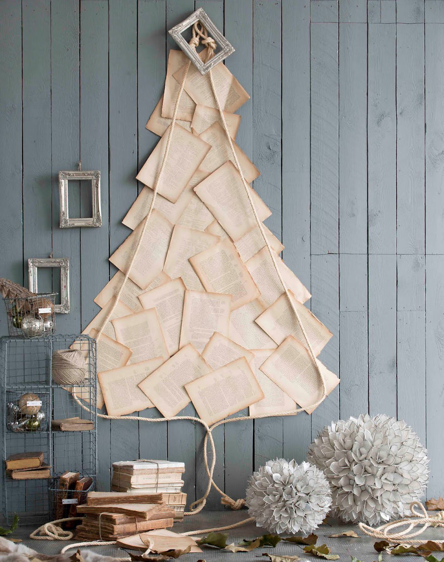 do-it-yourself příklad vytvoření světlé vánoční strom z papíru