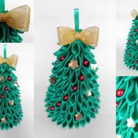 voorbeeld van het zelf maken van een feestelijke kerstboom van papier