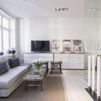 Zviedrijas interjera un studijas tipa dzīvokļu dizains
