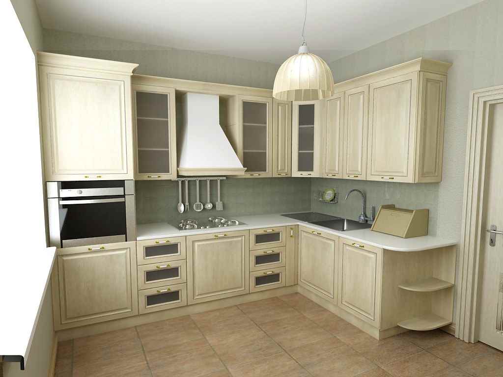 varianta krásného designu kuchyně 12 m2