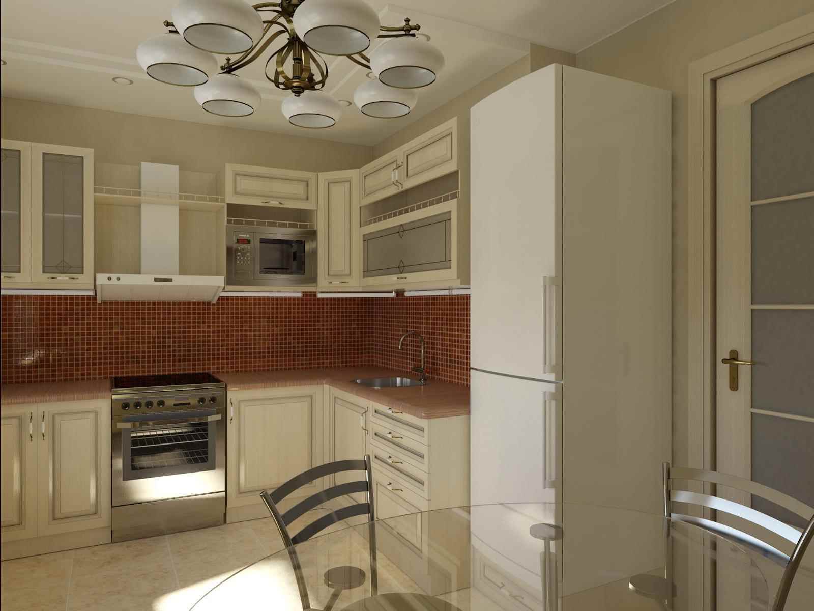 příklad světlého interiéru kuchyně 12 m2