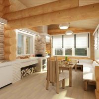 versiunea unui decor ușor de bucătărie într-o fotografie de casă din lemn