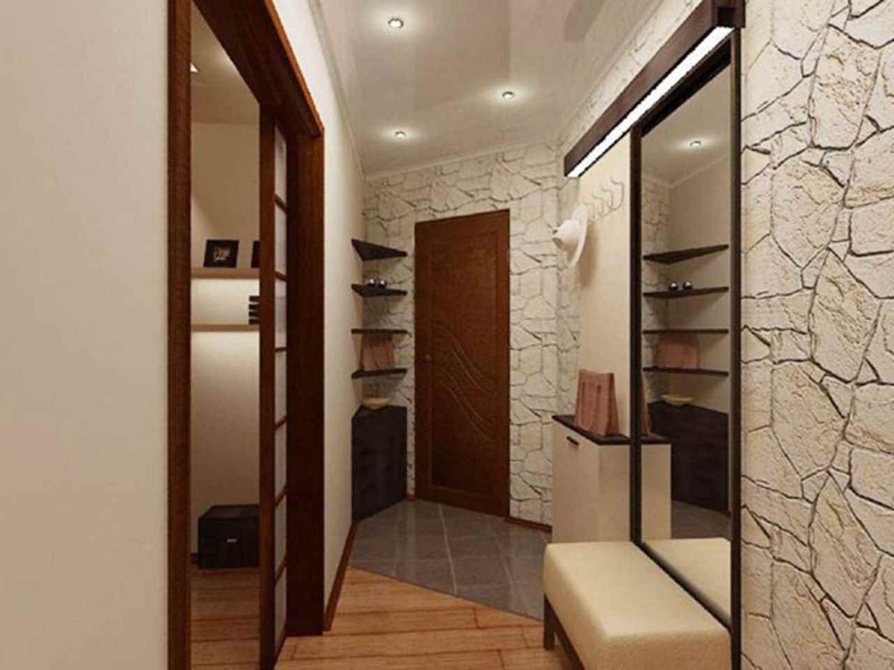 идея за необичаен дизайн на малък коридор