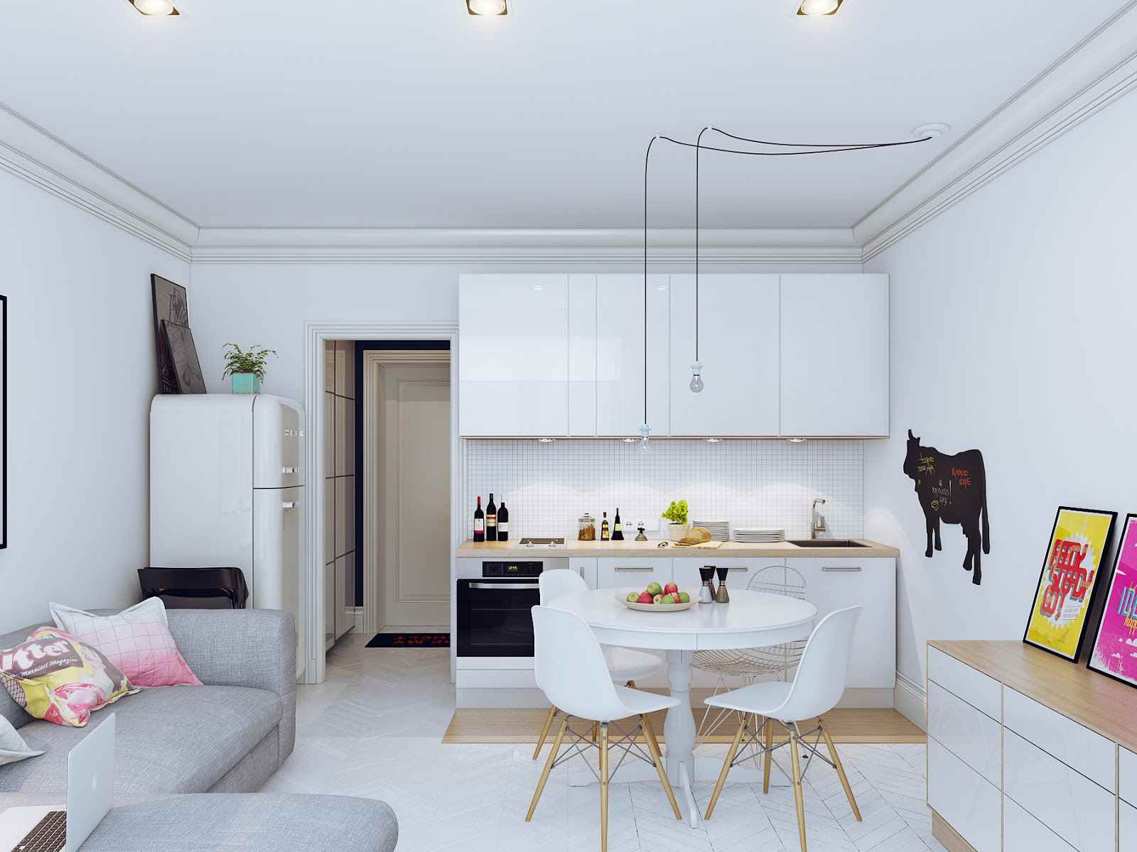 het idee van een ongewone stijl studio-appartement 26 vierkante meter
