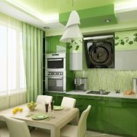 virtuve zaļā fotoattēlā