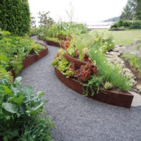 градина с градински легла вила идеи за дизайн