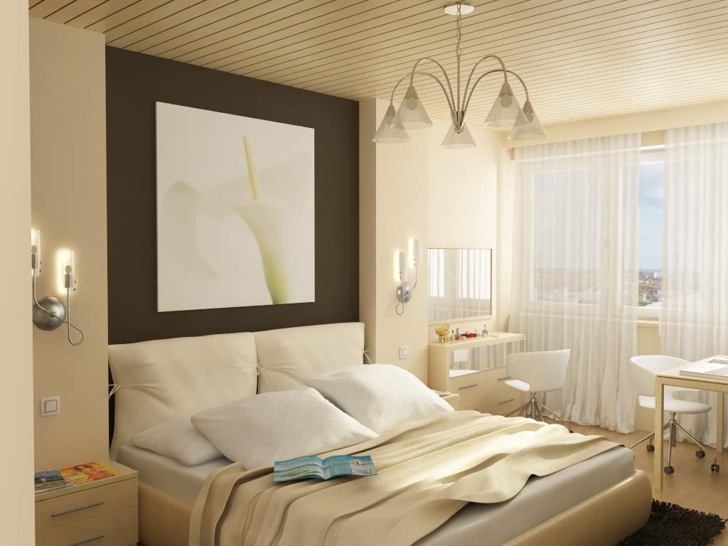 ontwerp van een kleine slaapkamer met een balkon