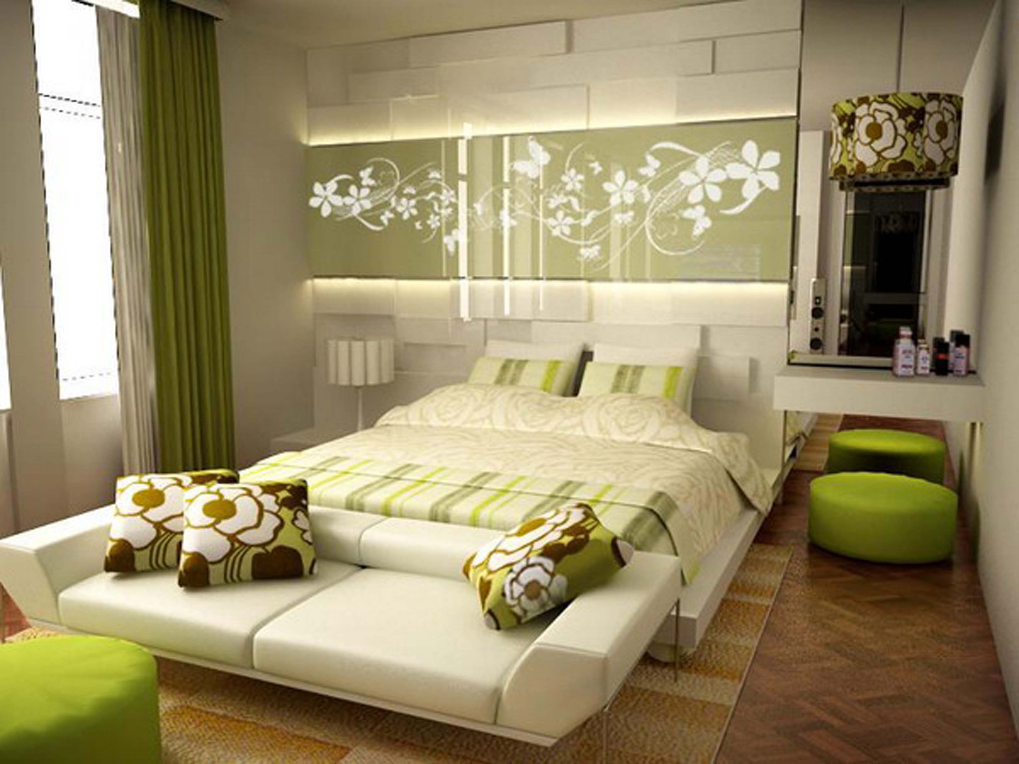 dormitor 9 mp în verde