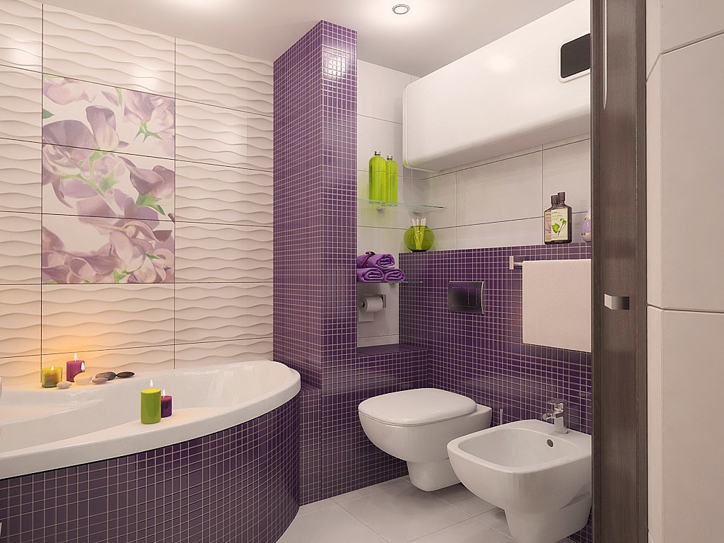 jubin ungu untuk bilik mandi