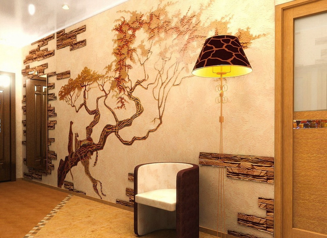 Zidna dekoracija u hodniku s umjetnim kamenom