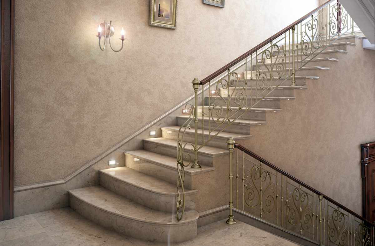 příklad designu lehkého schodiště v čestném domě