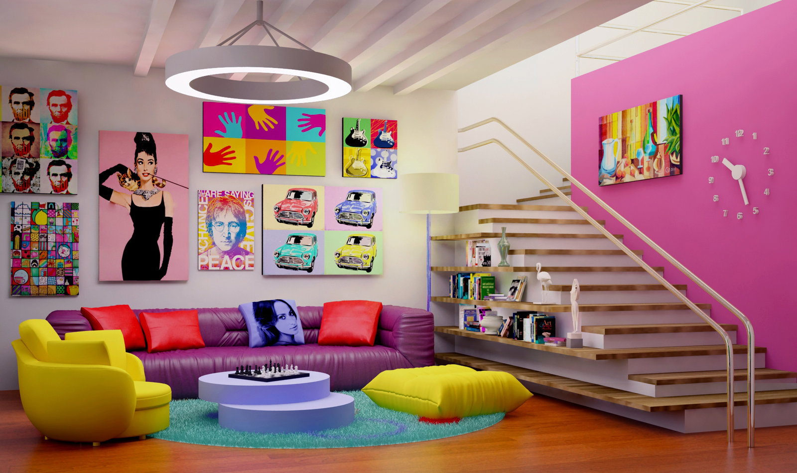 un exemplu de design frumos al unei case în stilul de artă pop