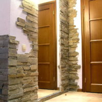 Placi de piatră în marginea ușii din hol