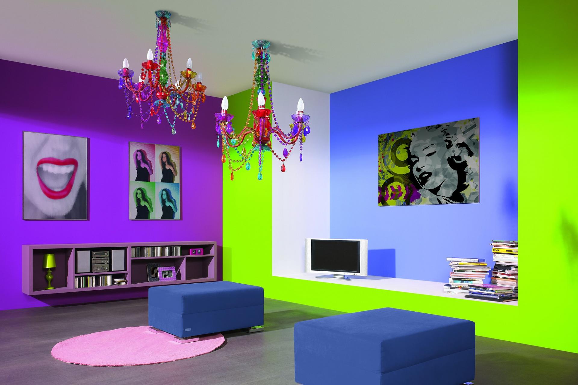 Contoh hiasan pangsapuri yang terang dalam gaya seni pop