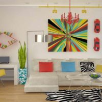 neįprasto kambario dekoro pavyzdys pop meno paveikslo stiliaus