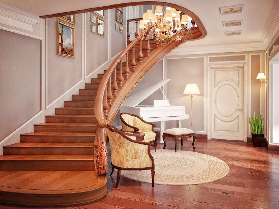 myšlenka neobvyklého stylu schodů v čestném domě