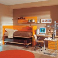 Пример за комбинация от ярък прасковен цвят в декора на снимка на апартамент
