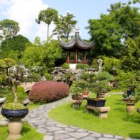 Grădină în stil oriental într-o căsuță de vară