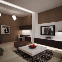 De combinatie van bruine, witte en zwarte kleuren in de kamer van een landhuis