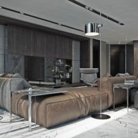 Lederen meubels in de woonkamer van een alleenstaande man