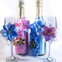 Şampanya dekorasyon için hacimsel çiçekler