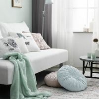 Mint textiel in woonkamer decor