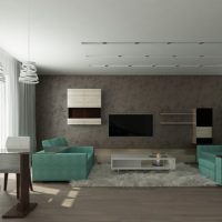Sofa berwarna mintik dalam gaya ruang tamu kontemporari