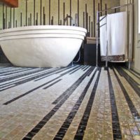 Siauros linijos vonios mozaikoje