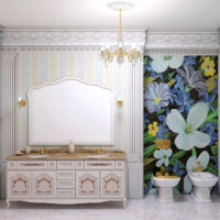 Panel Mosaic di atas bidet di bilik mandi