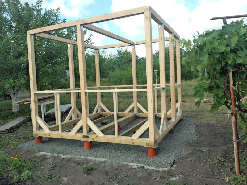 DIY-kaderinstallatie van een houten tuinhuisje