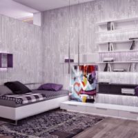 Lavendelbinnenland in de kamer van een tiener