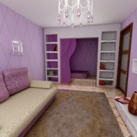 Interiorul livingului în violet pal