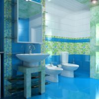 Množství modré v interiéru koupelny