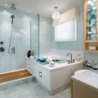 Prostorný design koupelny se sprchou