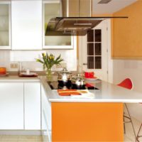 Oranžiniai atspalviai virtuvės interjere