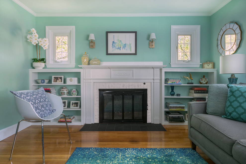 Barva máty v interiéru obývacího pokoje